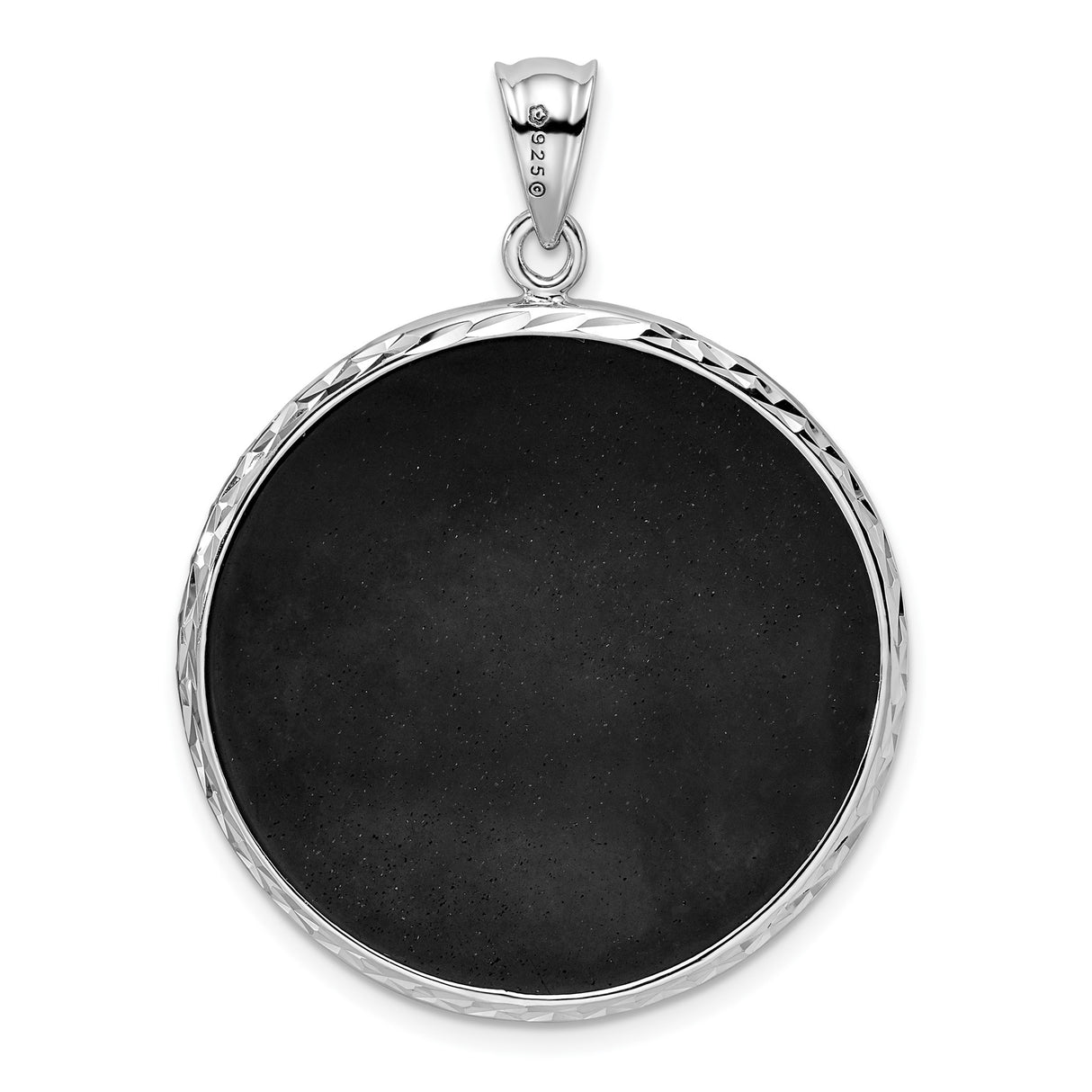 Sterling Silver Pendant with Onyx, Mandala Floral Design, Antique Style for Women