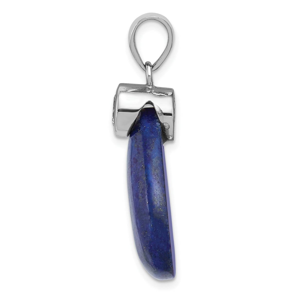 Sterling Silver Triangle Pendant with Lapis Lazuli and Cubic Zirconia Accent, Boho Style for Women