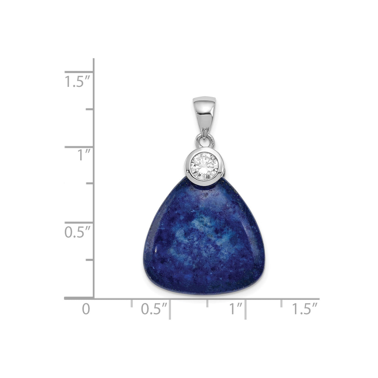 Sterling Silver Triangle Pendant with Lapis Lazuli and Cubic Zirconia Accent, Boho Style for Women