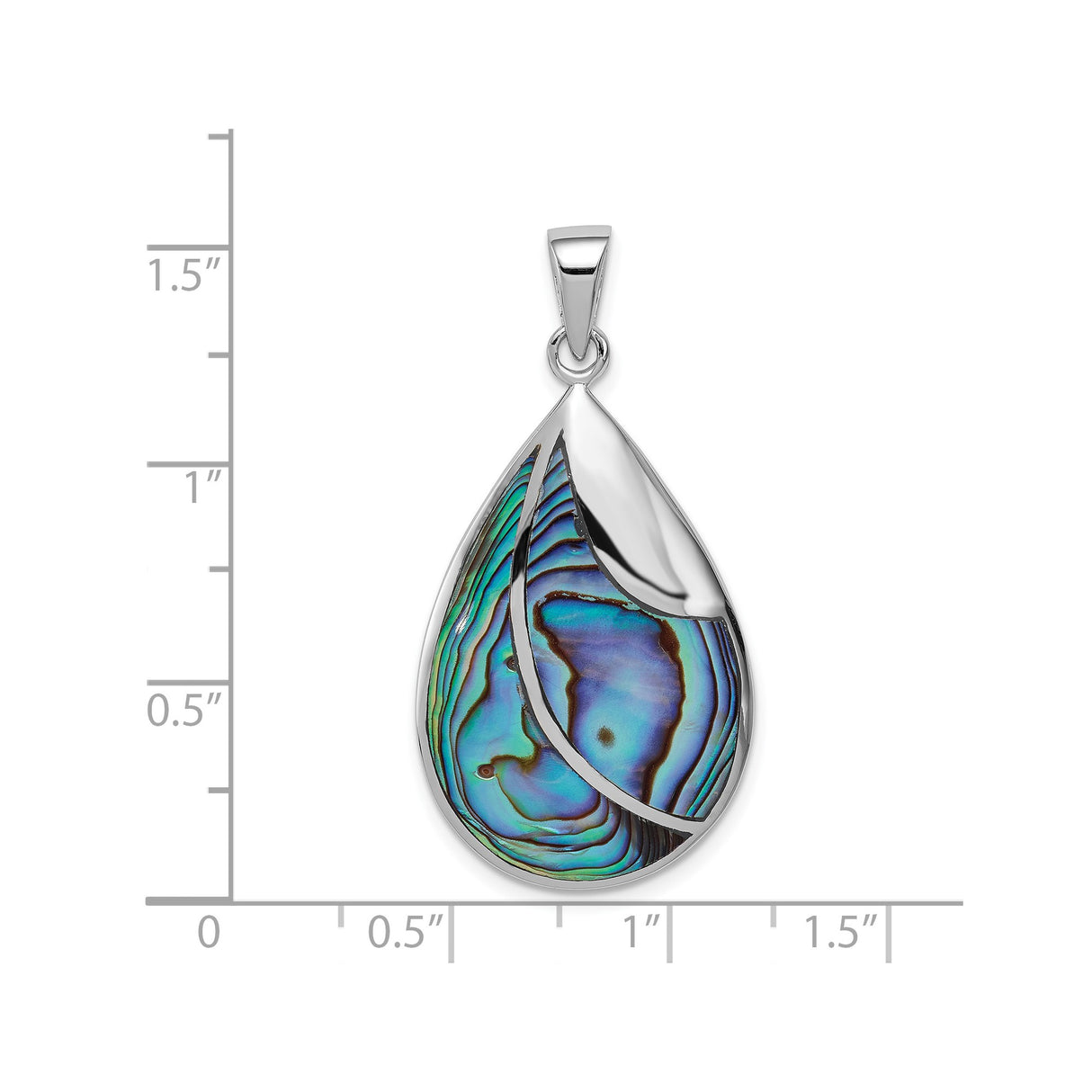 Sterling Silver Teardrop Pendant with Abalone Inlay, Ocean Inspired Boho Style for Women