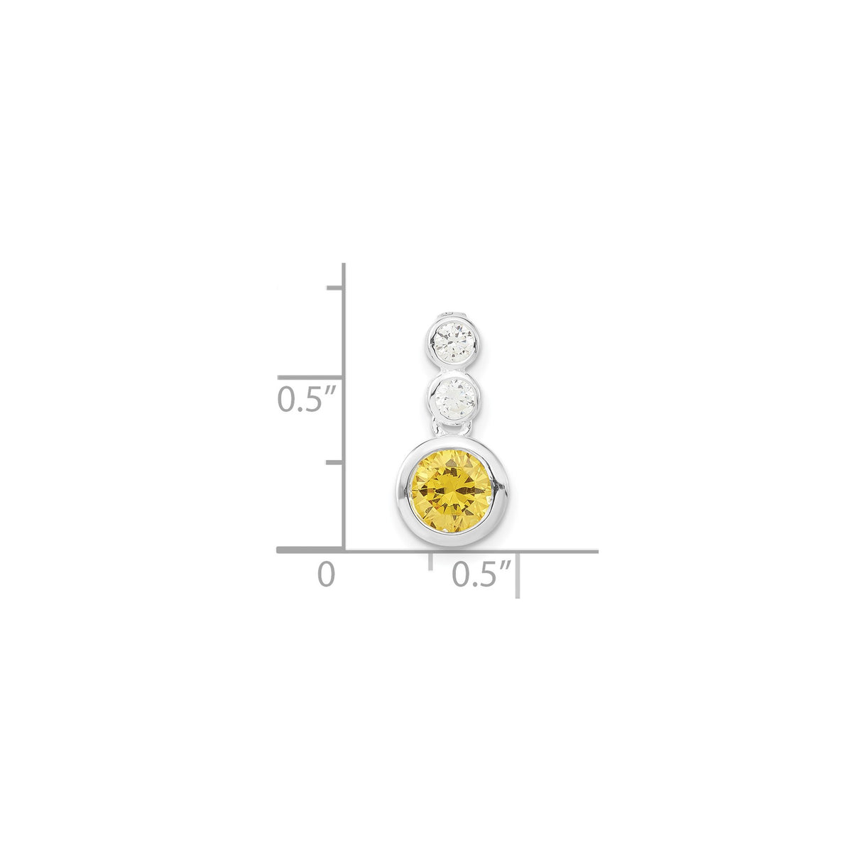 Sterling Silver Pendant with Yellow Cubic Zirconia and Clear Stone Accents for Women