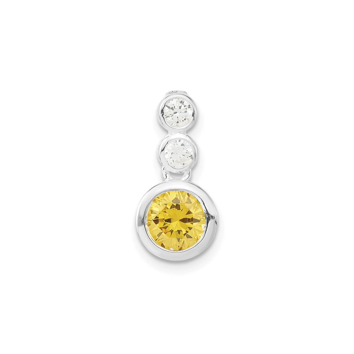 Sterling Silver Pendant with Yellow Cubic Zirconia and Clear Stone Accents for Women
