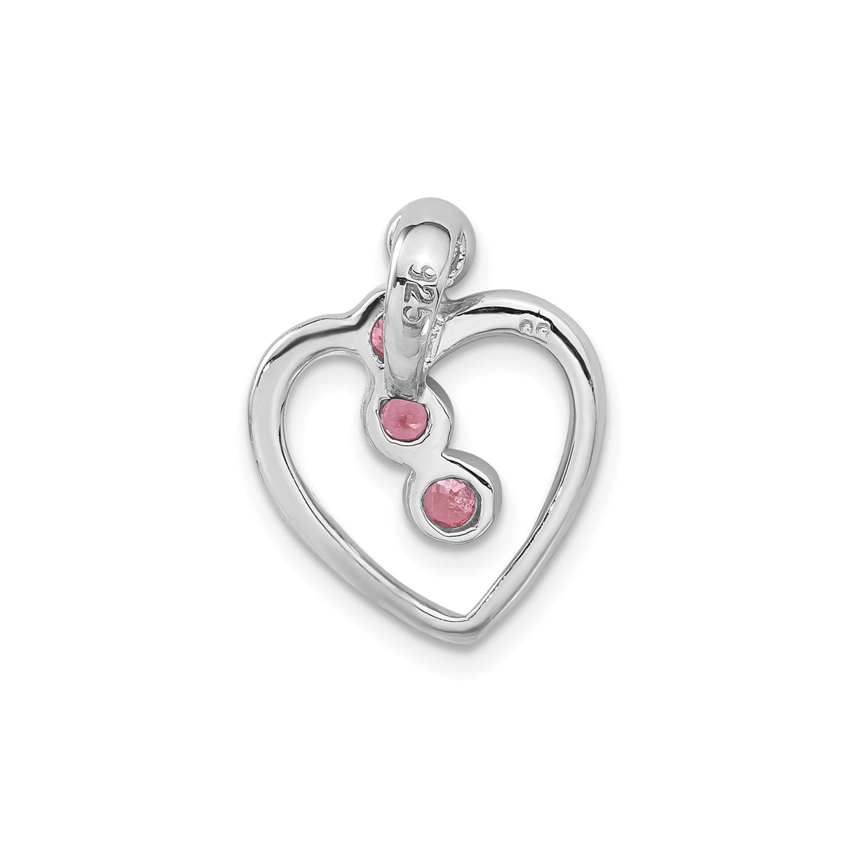 Sterling Silver Heart Pendant with Cubic Zirconia, Pink Crystal Birthstone, Mother Symbol Jewelry