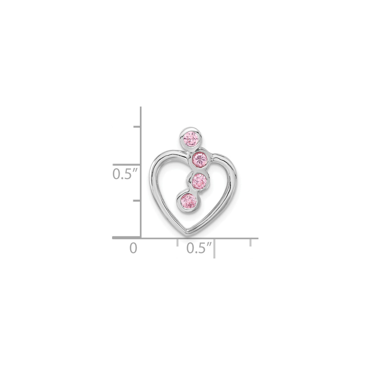 Sterling Silver Heart Pendant with Cubic Zirconia, Pink Crystal Birthstone, Mother Symbol Jewelry