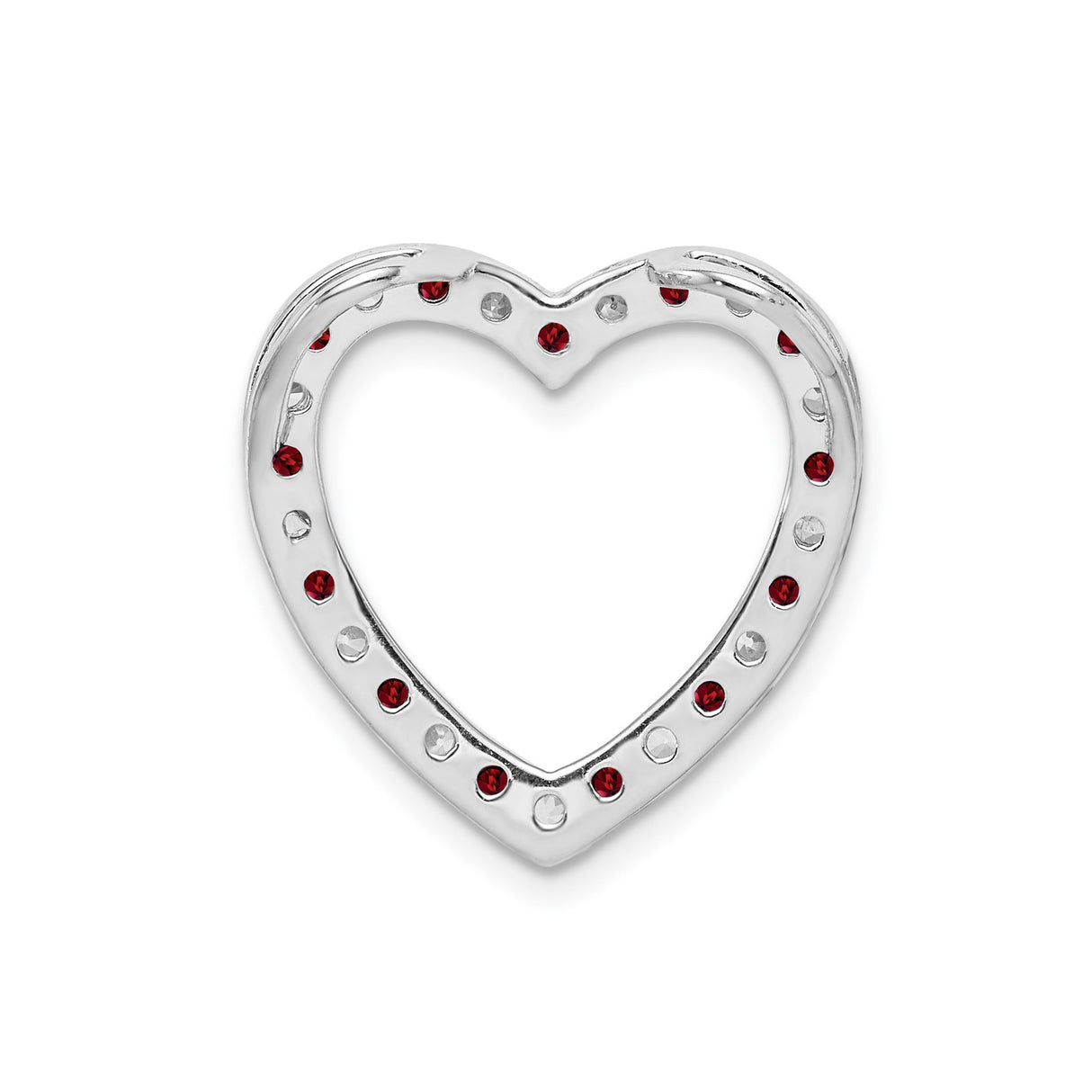 Sterling Silver Heart Pendant with Cubic Zirconia and Garnet , Romantic Jewelry for Women