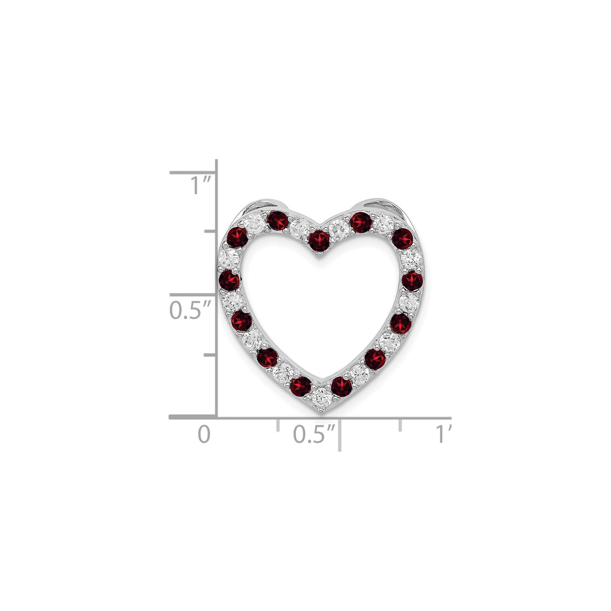 Sterling Silver Heart Pendant with Cubic Zirconia and Garnet , Romantic Jewelry for Women