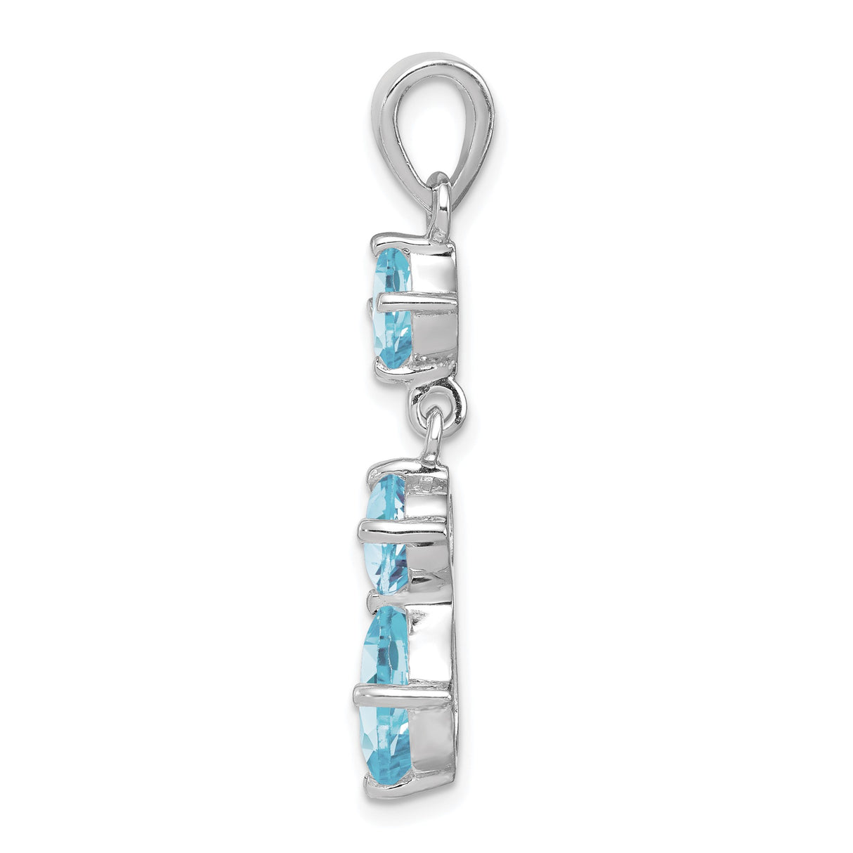Sterling Silver Pendant with Pear Cut and Round Swiss Blue Topaz, Minimalist Design for Women