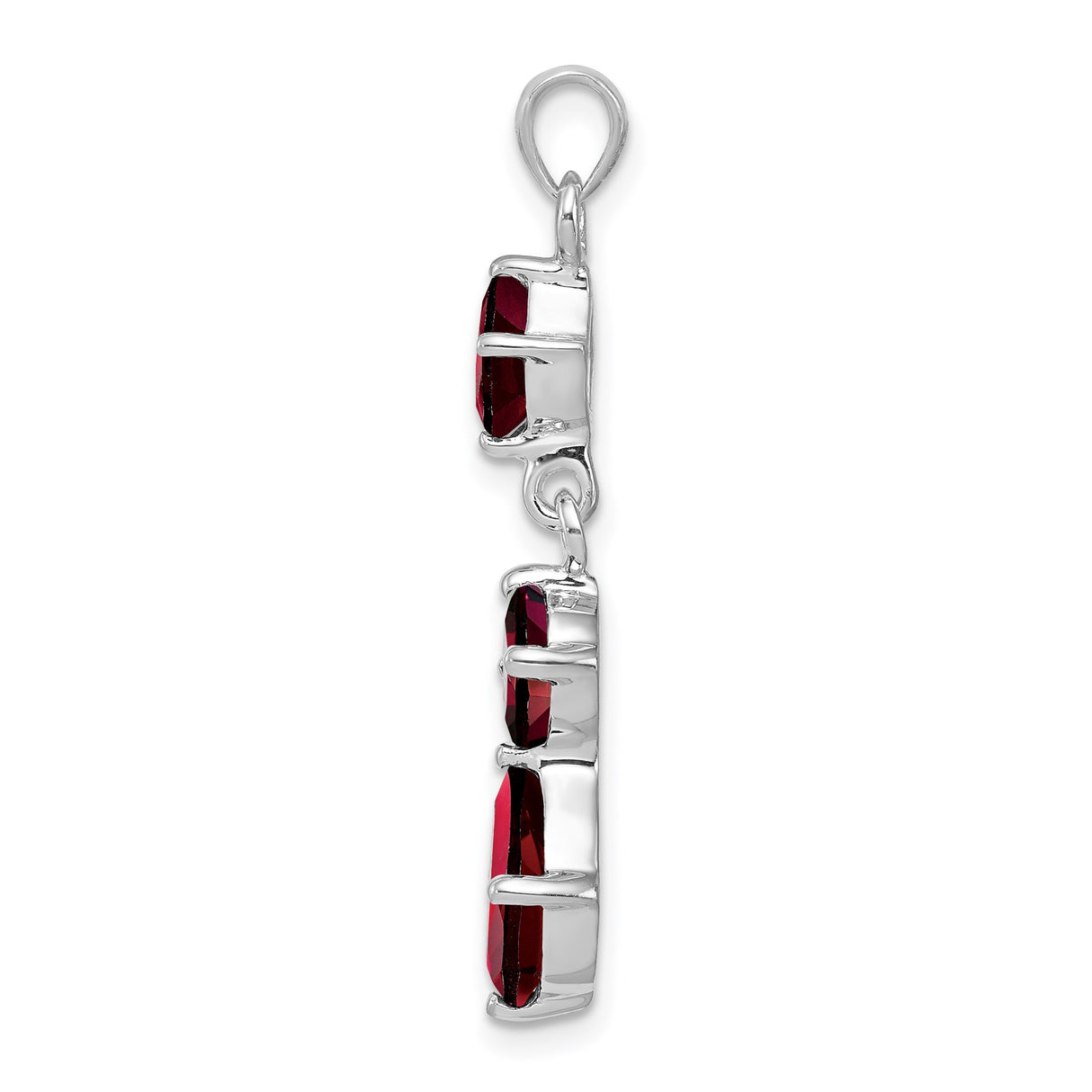 Sterling Silver Pendant with Garnet Pear and Round Cut Gemstones, Romantic January Birthstone Design