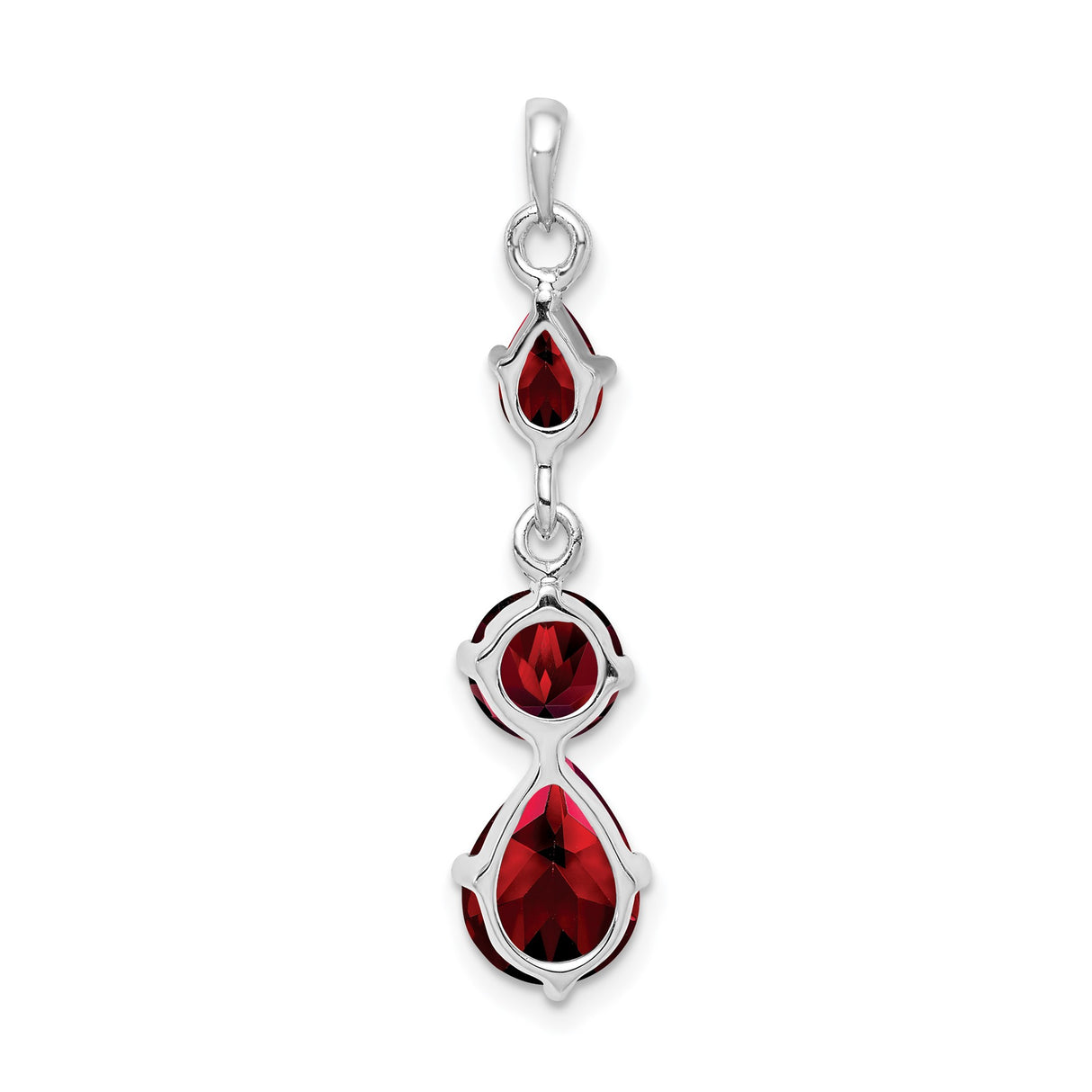 Sterling Silver Pendant with Garnet Pear and Round Cut Gemstones, Romantic January Birthstone Design