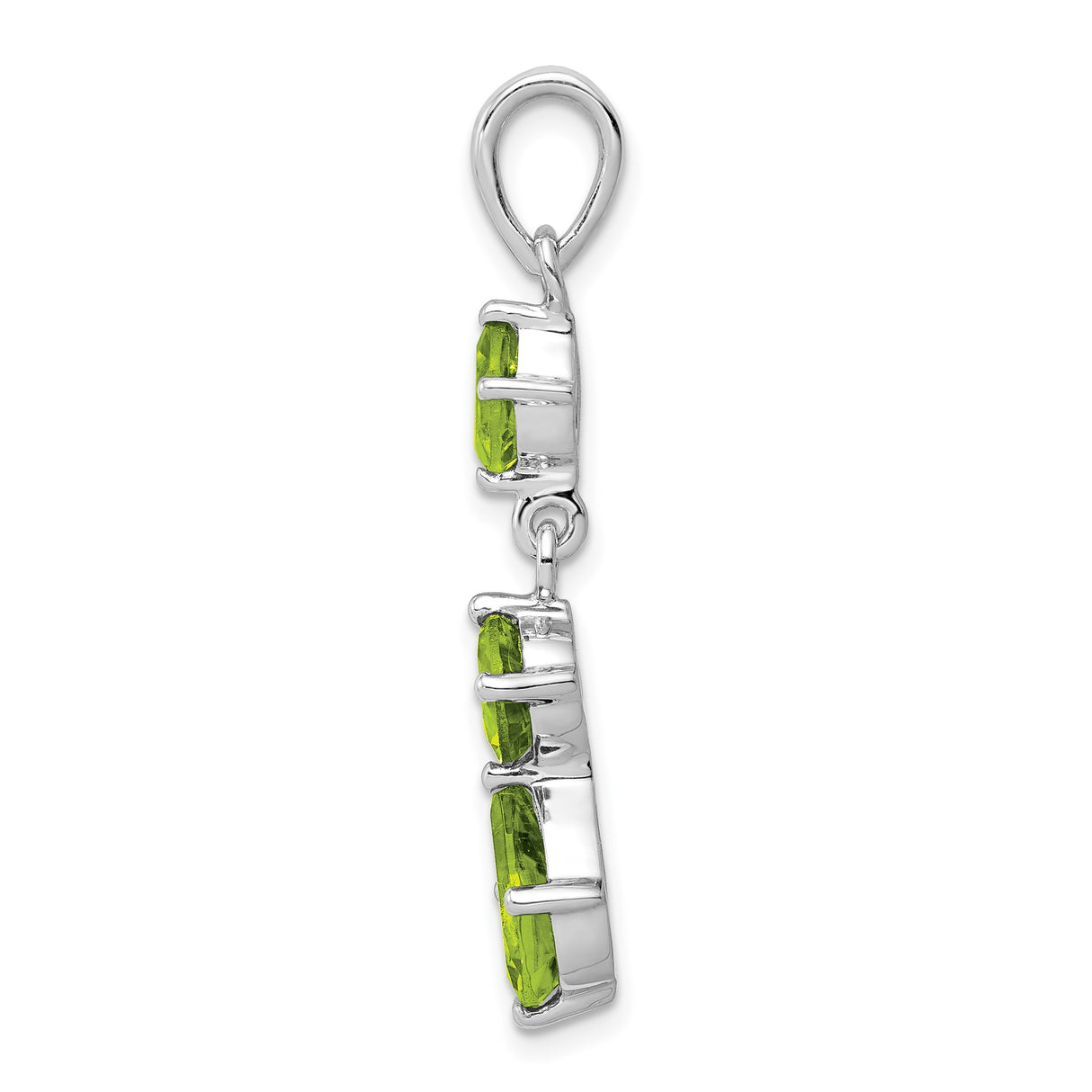 Sterling Silver Pendant with Teardrop and Round Peridot Gemstones, August Birthstone Style