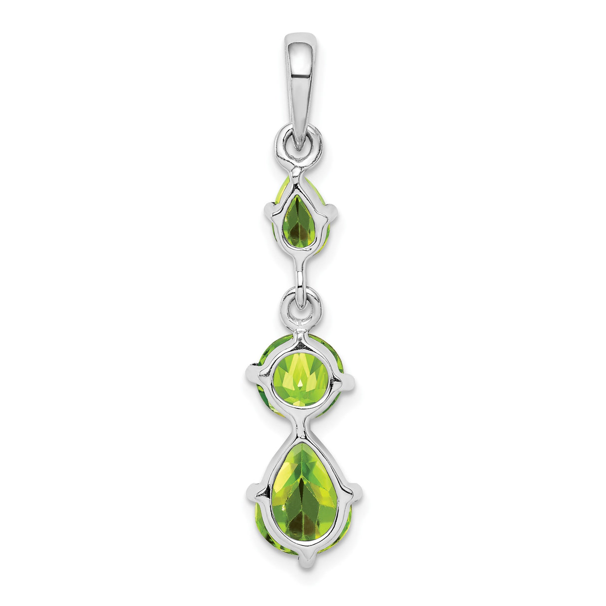 Sterling Silver Pendant with Teardrop and Round Peridot Gemstones, August Birthstone Style