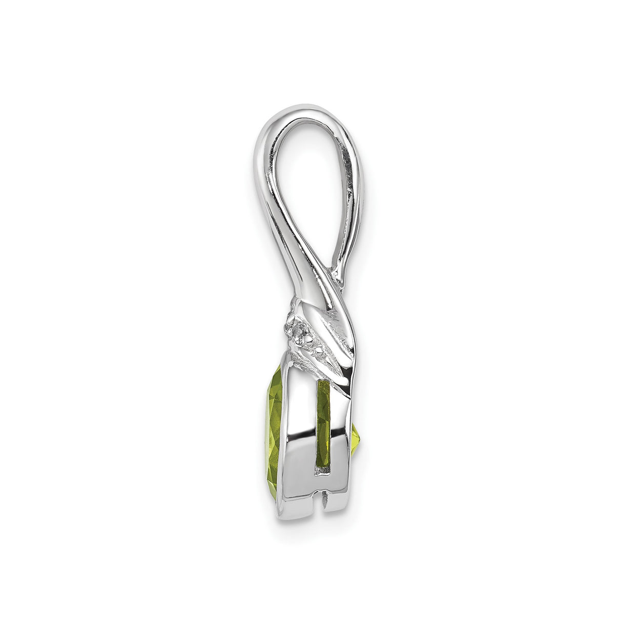 Sterling Silver Peridot Pendant with Cubic Zirconia Accents, Floral Motif August Birthstone Jewelry