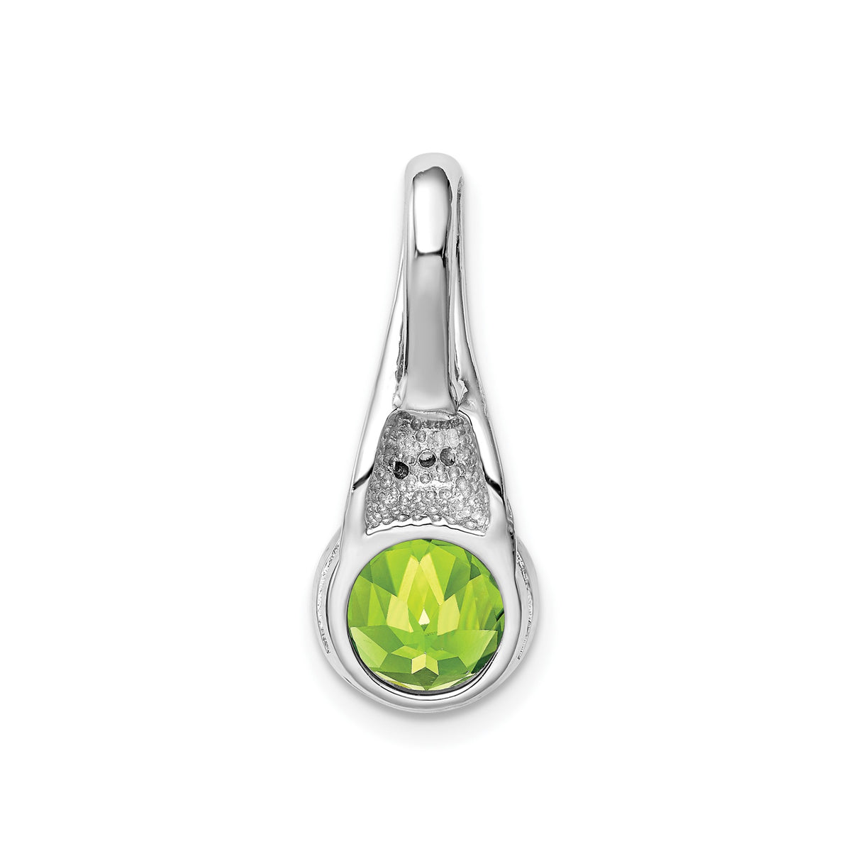 Sterling Silver Peridot Pendant with Cubic Zirconia Accents, Floral Motif August Birthstone Jewelry