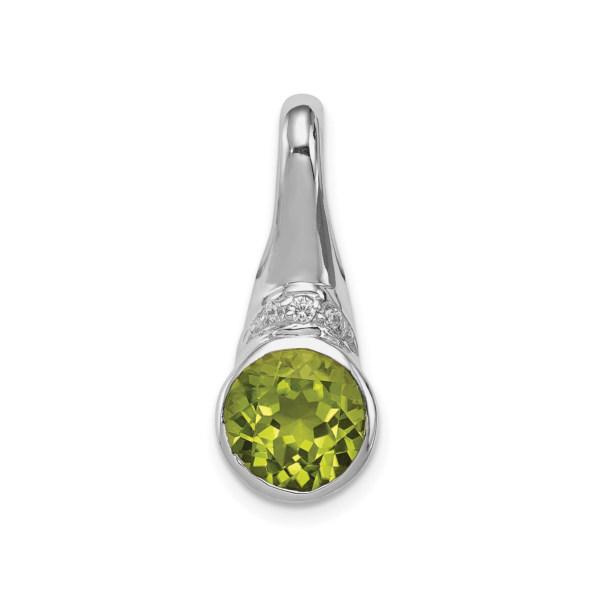 Sterling Silver Peridot Pendant with Cubic Zirconia Accents, Floral Motif August Birthstone Jewelry