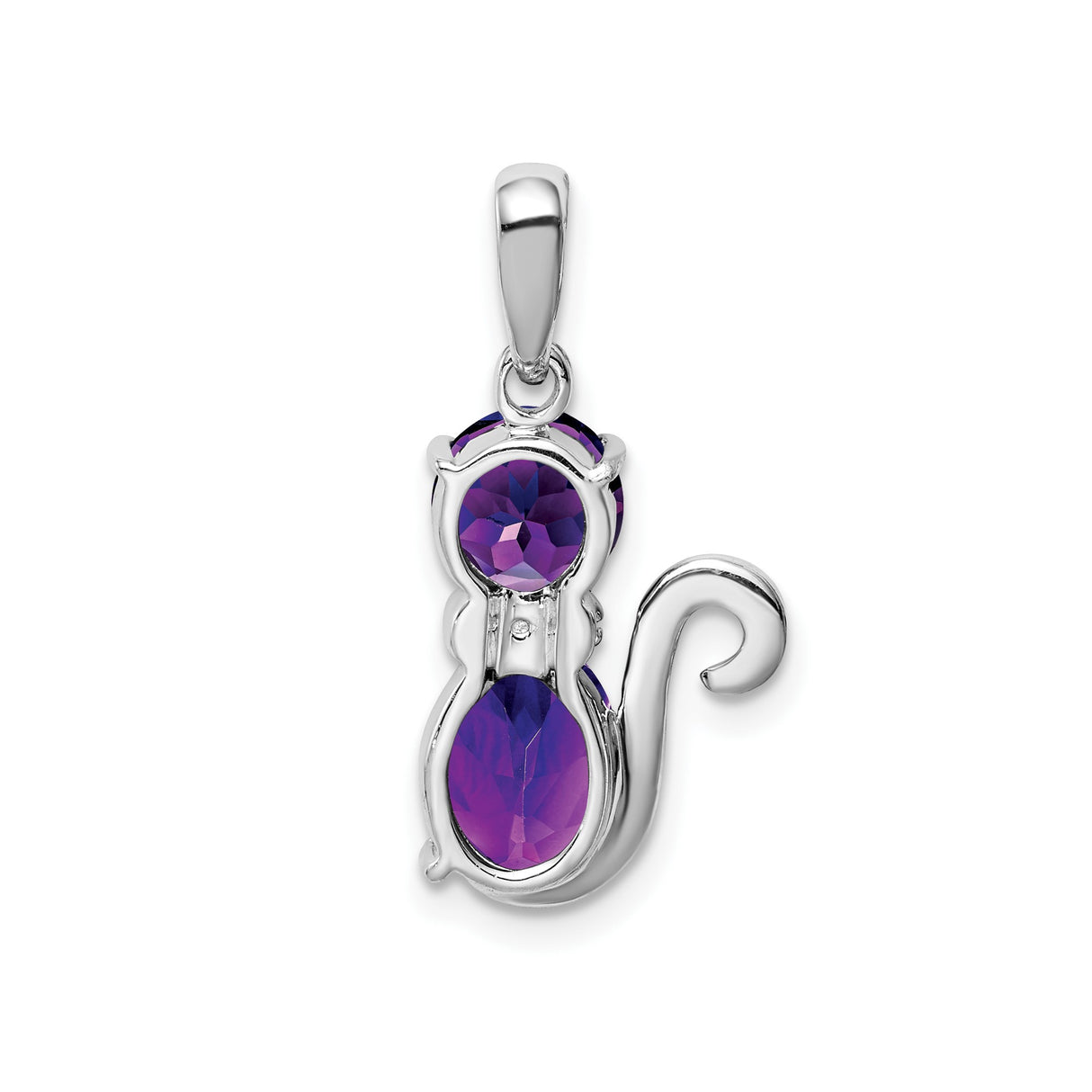 Sterling Silver Cat Pendant with Amethyst Gemstone, Feline Charm Jewelry for Women