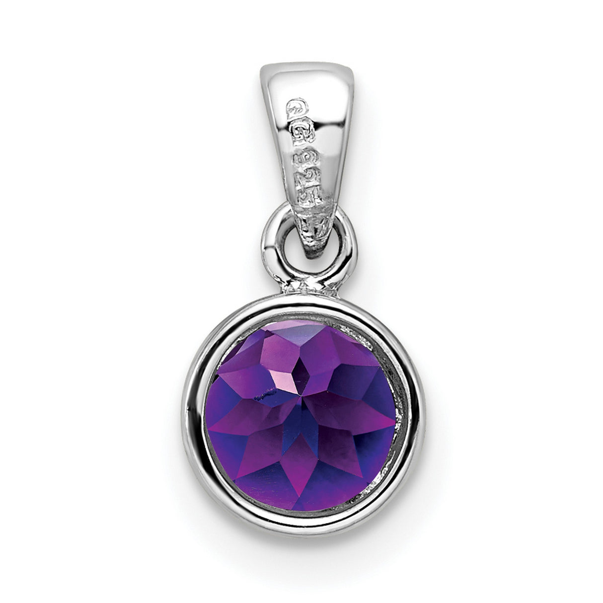 Sterling Silver Pendant with Amethyst Round Gemstone, Minimalist February Birthstone Design