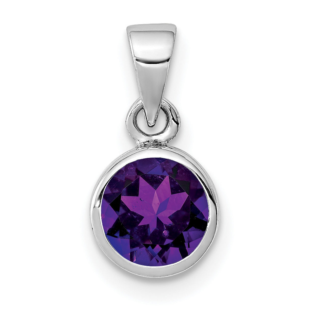Sterling Silver Pendant with Amethyst Round Gemstone, Minimalist February Birthstone Design