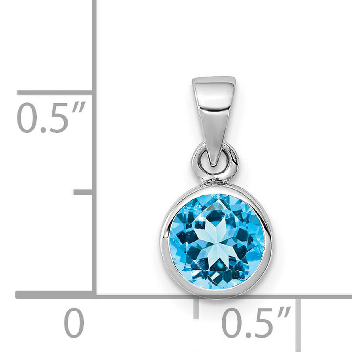 Sterling Silver Pendant with Faceted Sky Blue Topaz, Round Bezel, Minimalist Style for Women