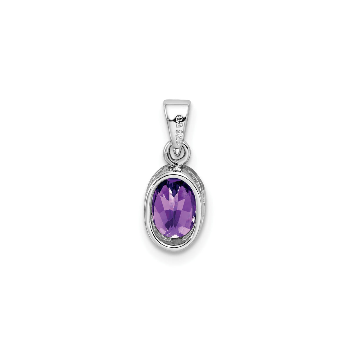 Sterling Silver Pendant with Amethyst Oval Gemstone, Birthstone Jewelry for Women