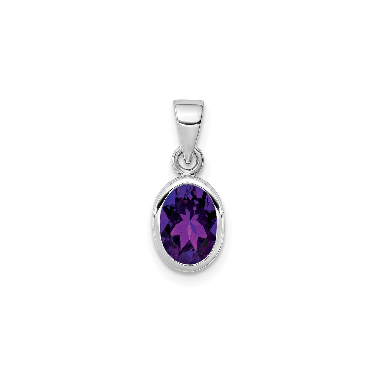 Sterling Silver Pendant with Amethyst Oval Gemstone, Birthstone Jewelry for Women