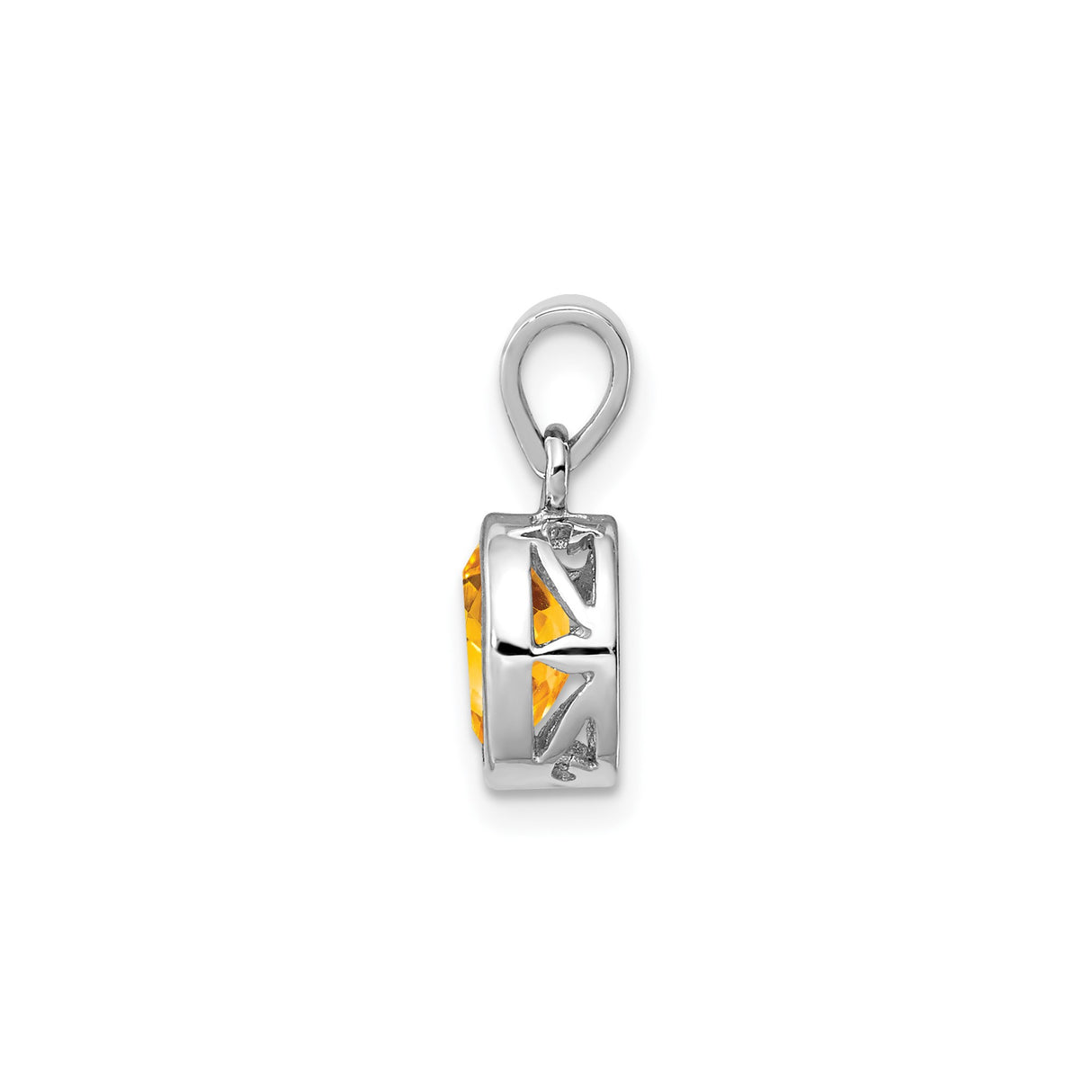 Sterling Silver Oval Citrine Pendant, Bezel Set Yellow Orange Gemstone, Classic Minimal Jewelry
