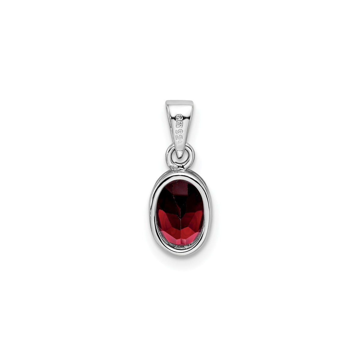 Sterling Silver Pendant with Faceted Garnet, January Birthstone, Minimalist Style for Women