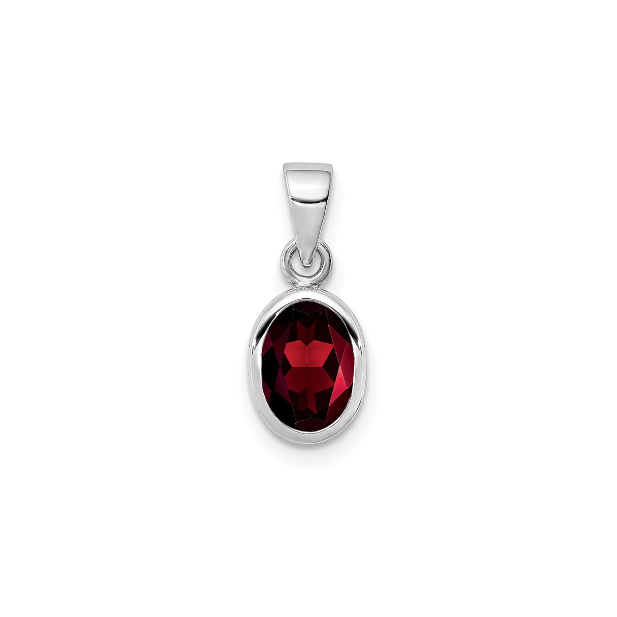 Sterling Silver Pendant with Faceted Garnet, January Birthstone, Minimalist Style for Women