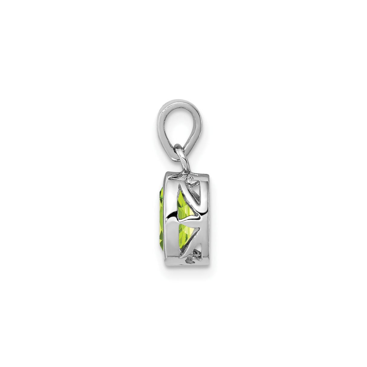 Sterling Silver Oval Pendant with Faceted Peridot in Bezel Setting, Minimalist August Birthstone Jewelry