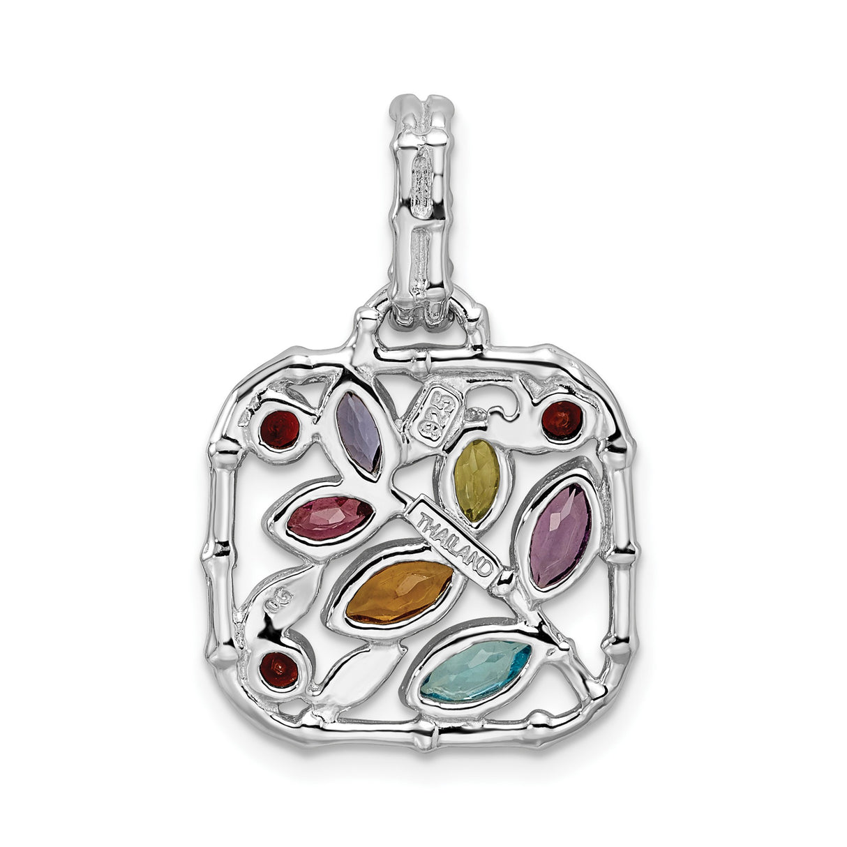 Sterling Silver Tree of Life Pendant with Swiss Blue Topaz and Amethyst Gemstones
