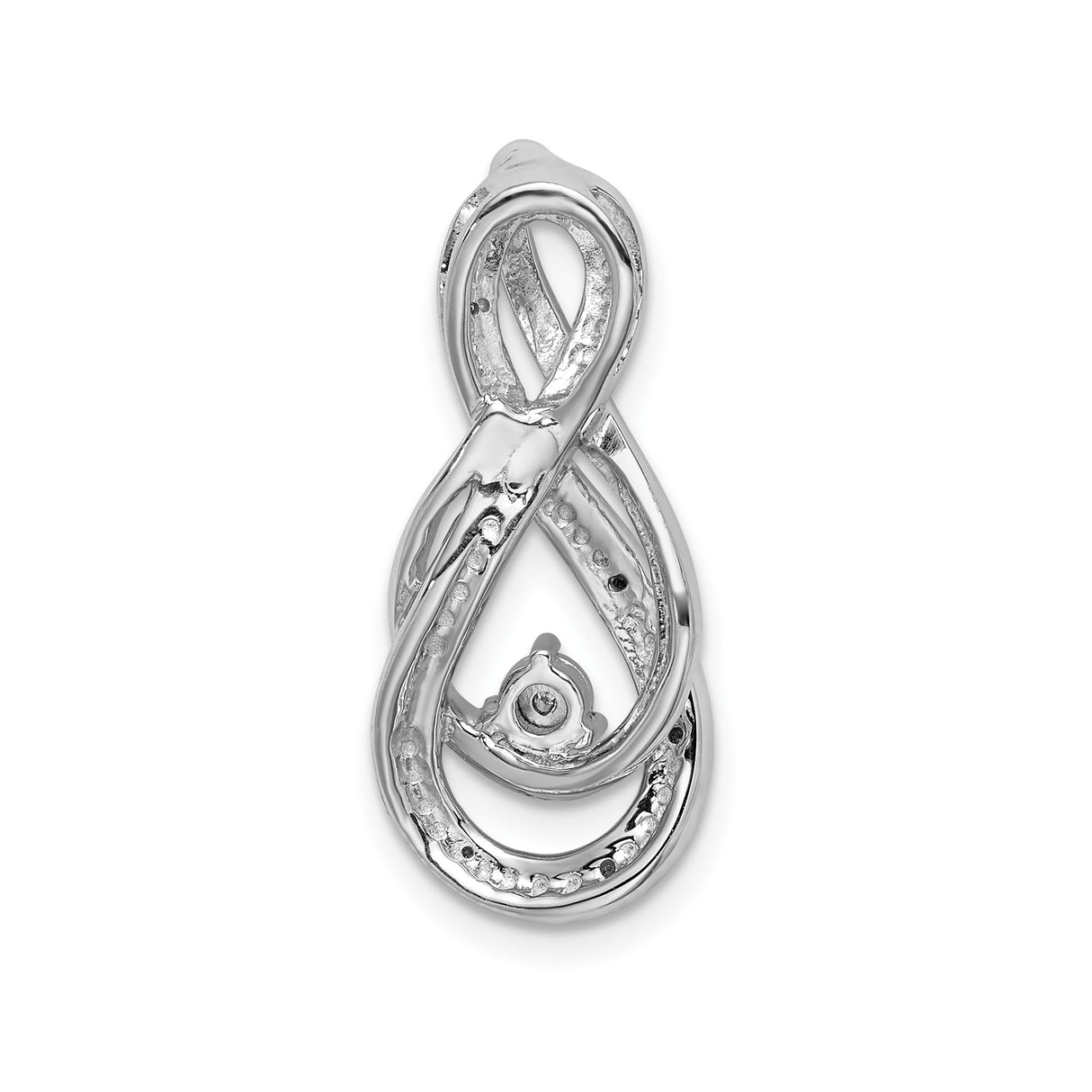 Sterling Silver Infinity Pendant with Diamond and Pave Detail, Symbol of Eternal Love and Unity