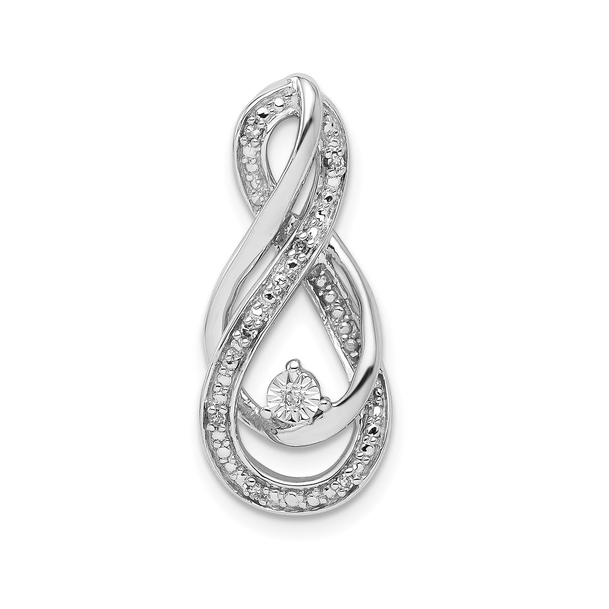 Sterling Silver Infinity Pendant with Diamond and Pave Detail, Symbol of Eternal Love and Unity