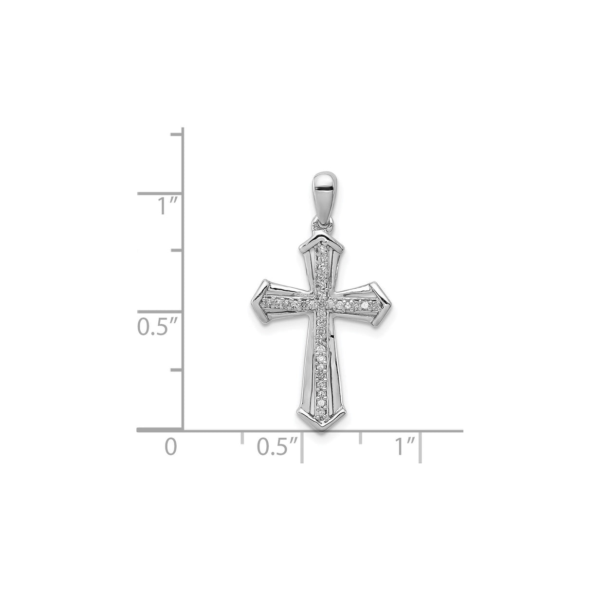 Sterling Silver Cross Pendant with Diamond, Beveled Design, Religious Jewelry for Men and Women