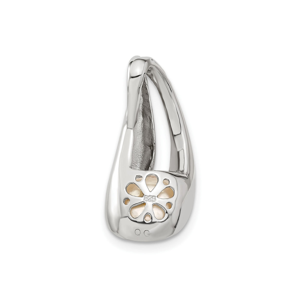 Sterling Silver Teardrop Pendant with Cultured Pearl and Cubic Zirconia Accents