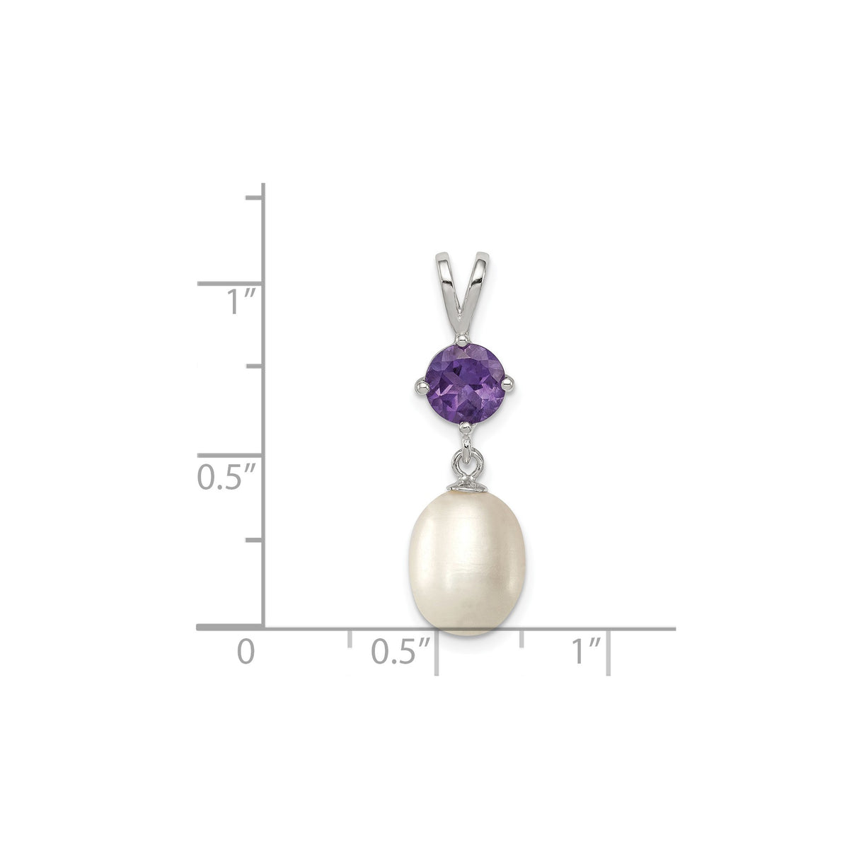 Sterling Silver Pendant with Amethyst and Freshwater Pearl Drop, Teardrop Spiritual Design