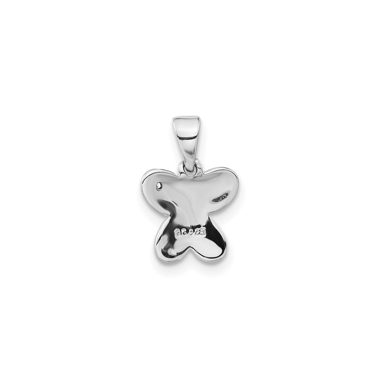 Sterling Silver Butterfly Pendant with Cubic Zirconia Accent, Polished and Textured Finish