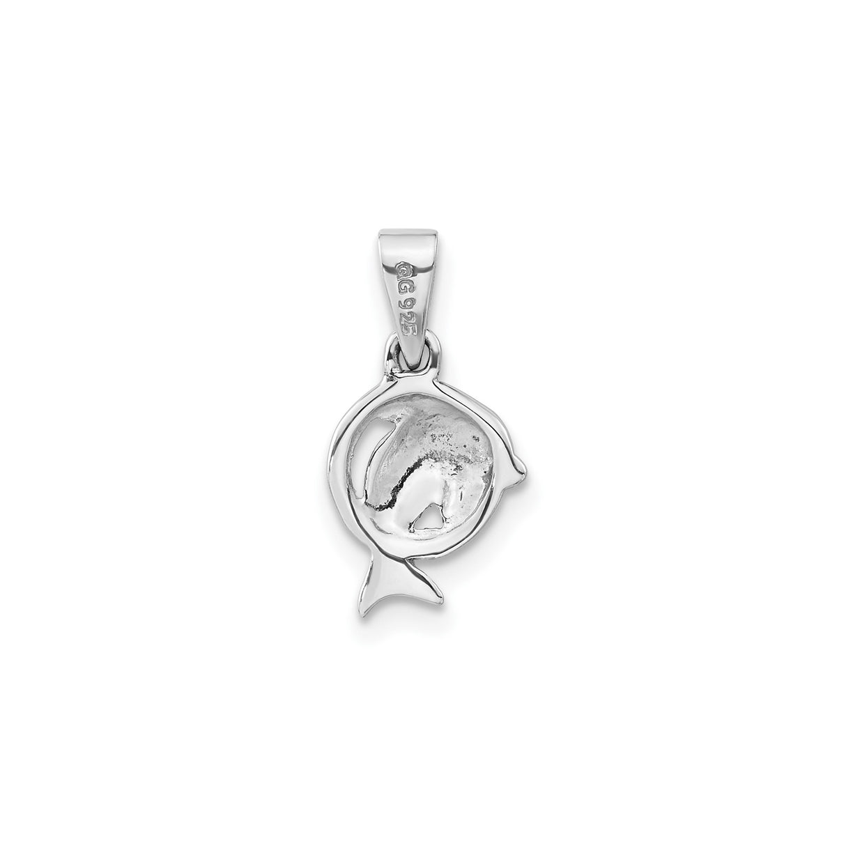 Sterling Silver Dolphin Pendant with Leaping Dolphin in Circle Frame, Ocean Theme Jewelry