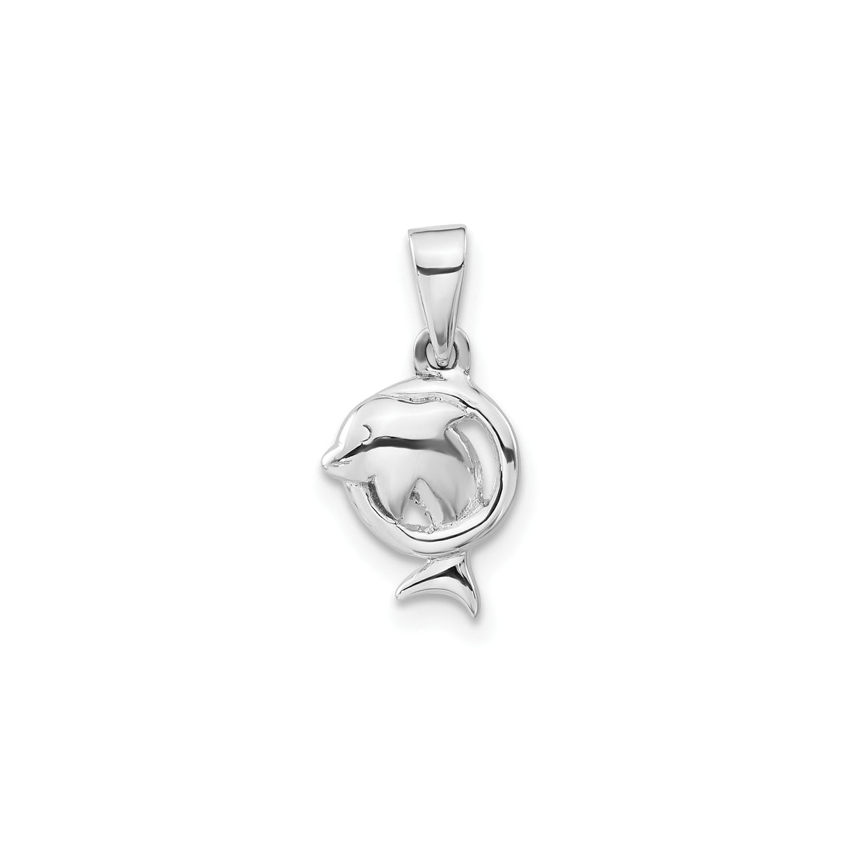 Sterling Silver Dolphin Pendant with Leaping Dolphin in Circle Frame, Ocean Theme Jewelry