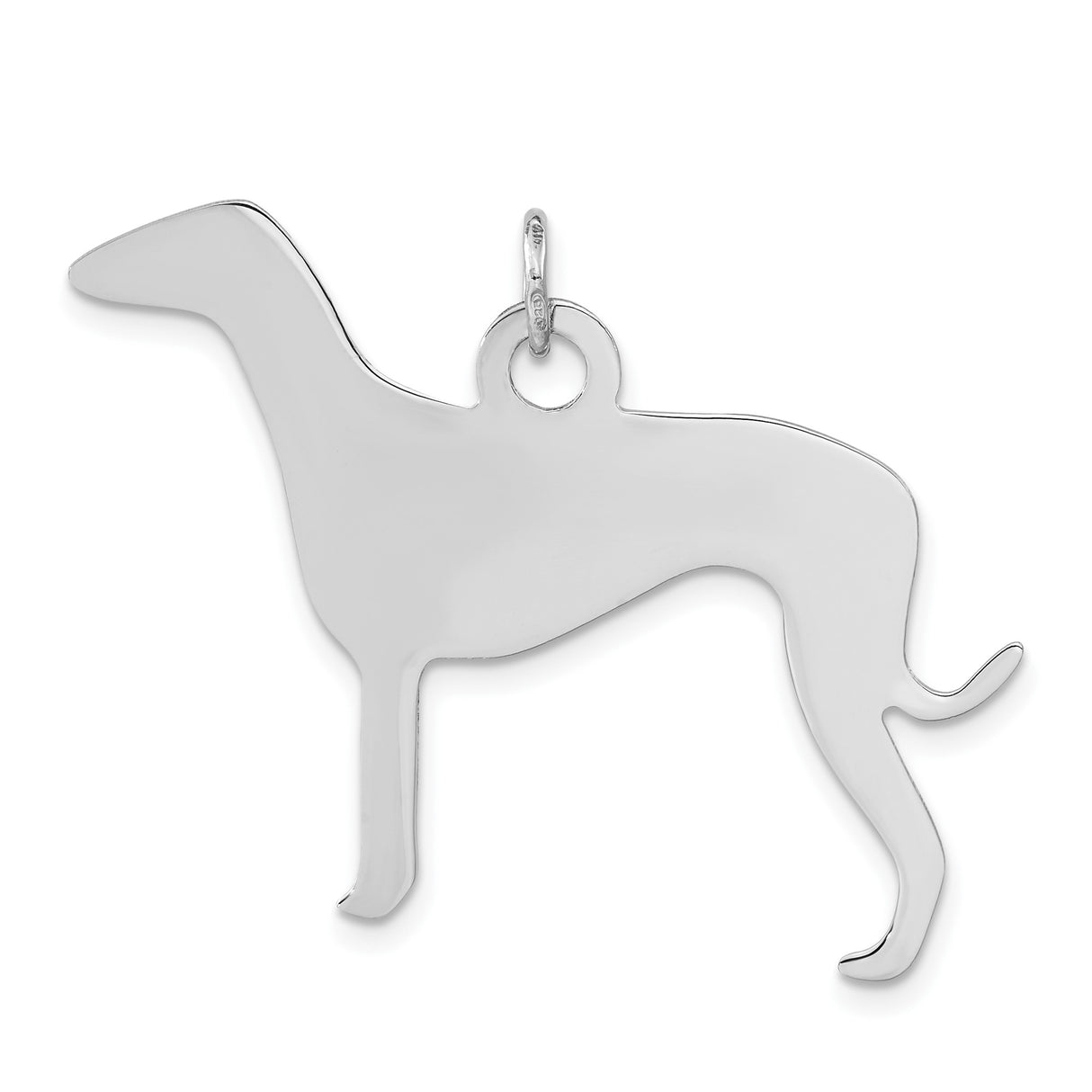 Sterling Silver Greyhound Silhouette Pendant, Minimalist Dog Shape Jewelry for Women or Unisex Wear