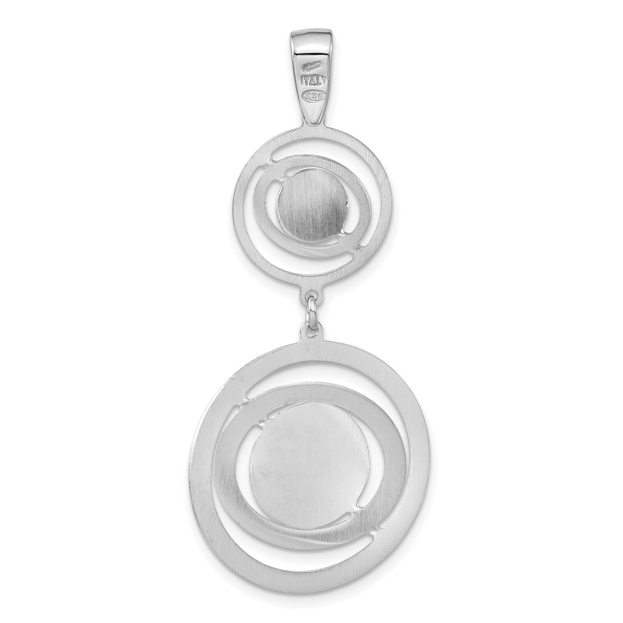 Sterling Silver Double Circle Pendant, Abstract Geometric Dangle Design for Women
