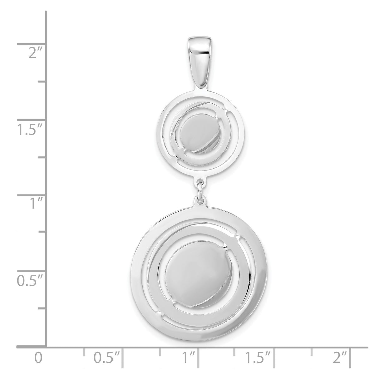Sterling Silver Double Circle Pendant, Abstract Geometric Dangle Design for Women