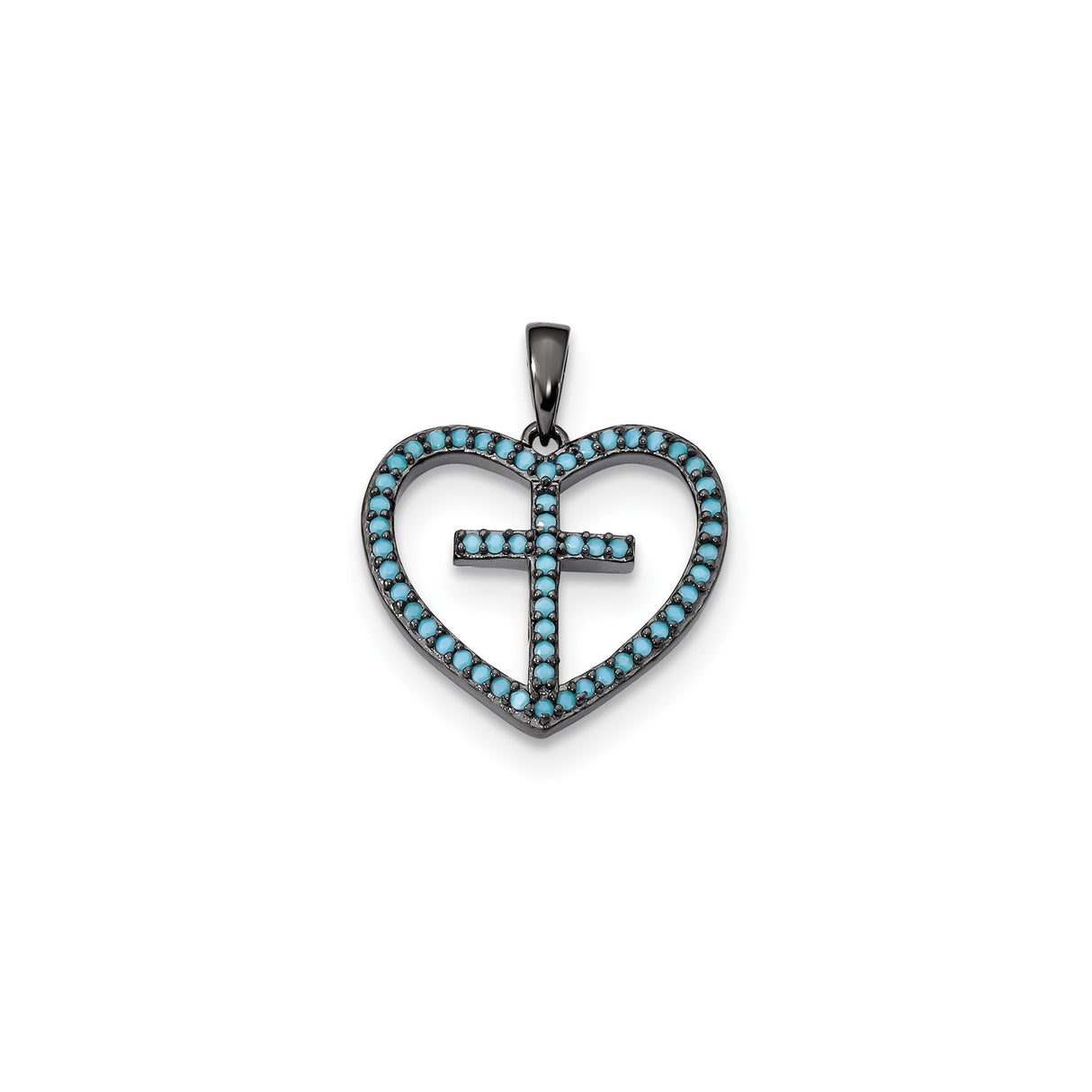 Sterling Silver Cross Pendant with Howlite Stone, Black Rhodium Accents, Modern Faith Jewelry