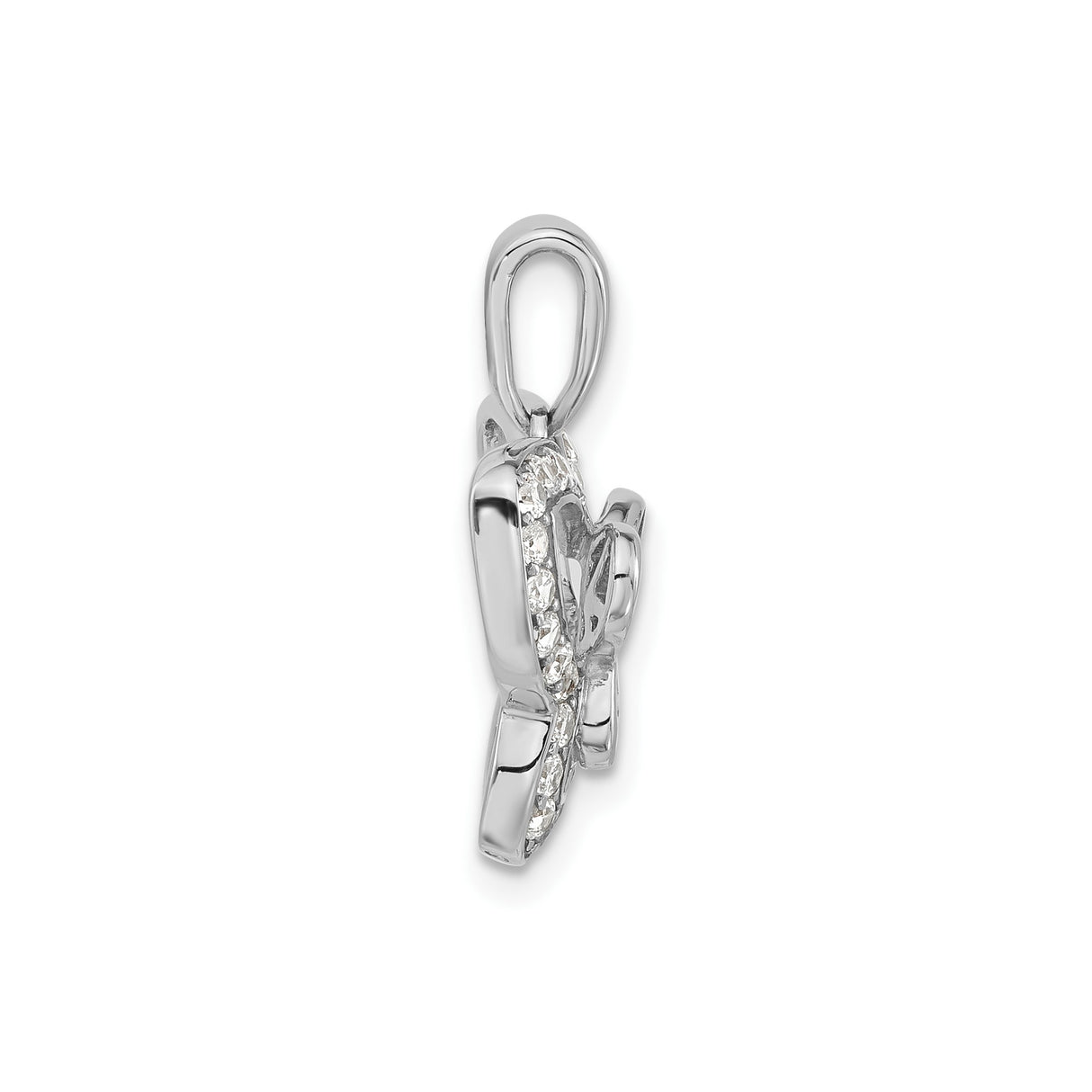 Sterling Silver Butterfly Pendant with Cubic Zirconia Border and Openwork Design