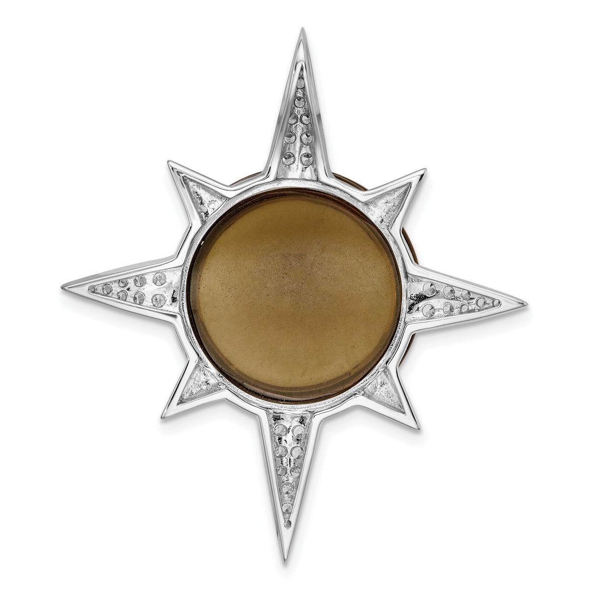 Sterling Silver Sunburst Pendant with Cats Eye and Cubic Zirconia Accents