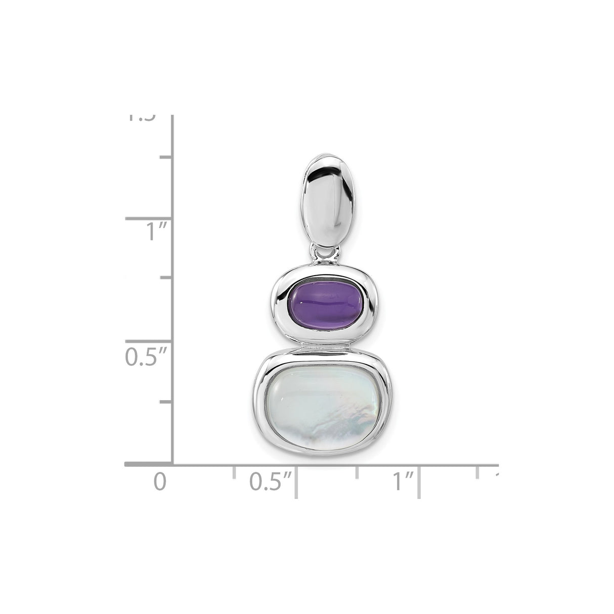 Sterling Silver Pendant with Amethyst and Mother of Pearl in Bezel Setting