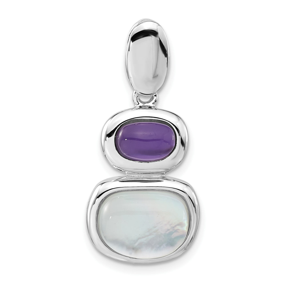 Sterling Silver Pendant with Amethyst and Mother of Pearl in Bezel Setting