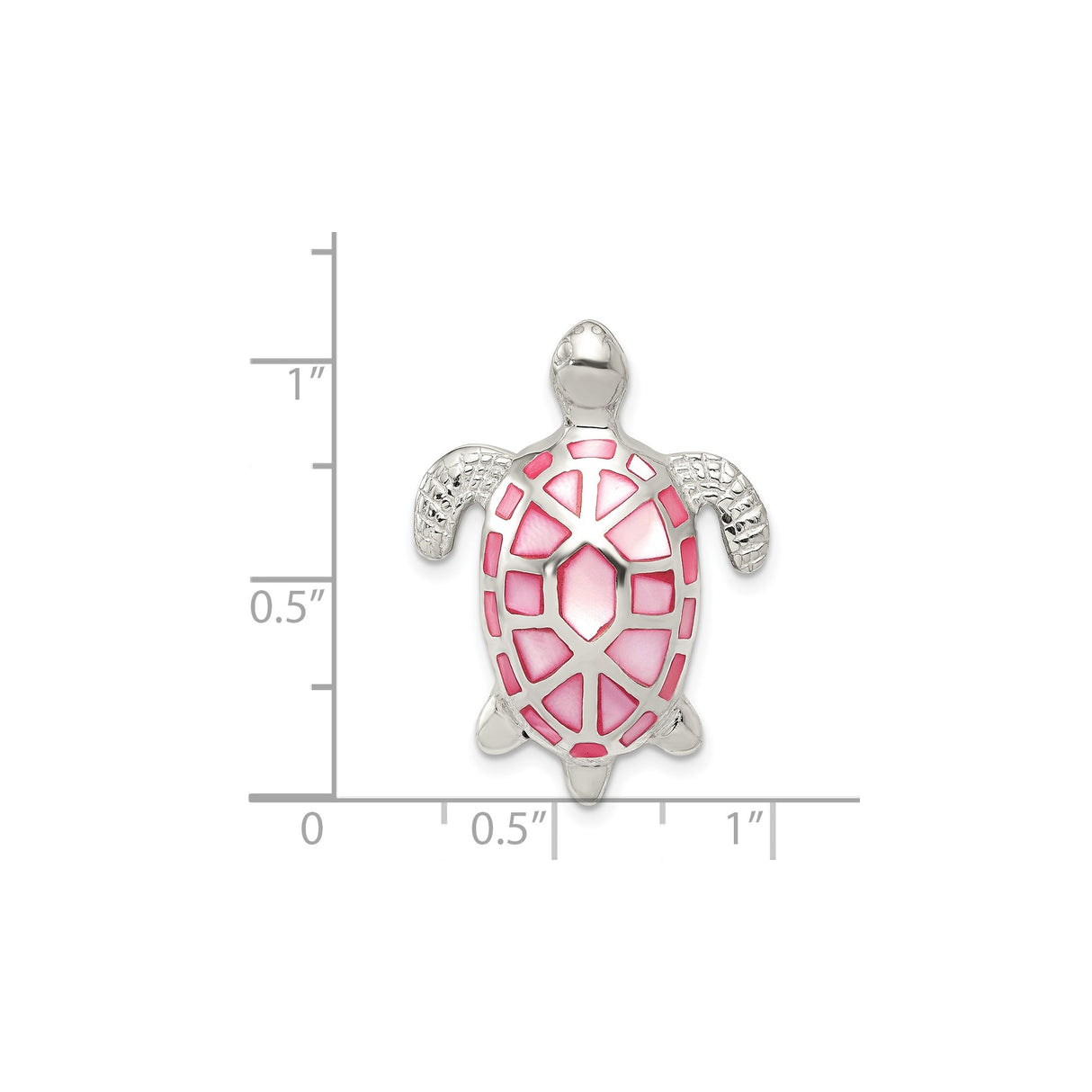 Sterling Silver Turtle Pendant with Mother Of Pearl and Pink Enamel Shell, Ocean-Inspired Jewelry