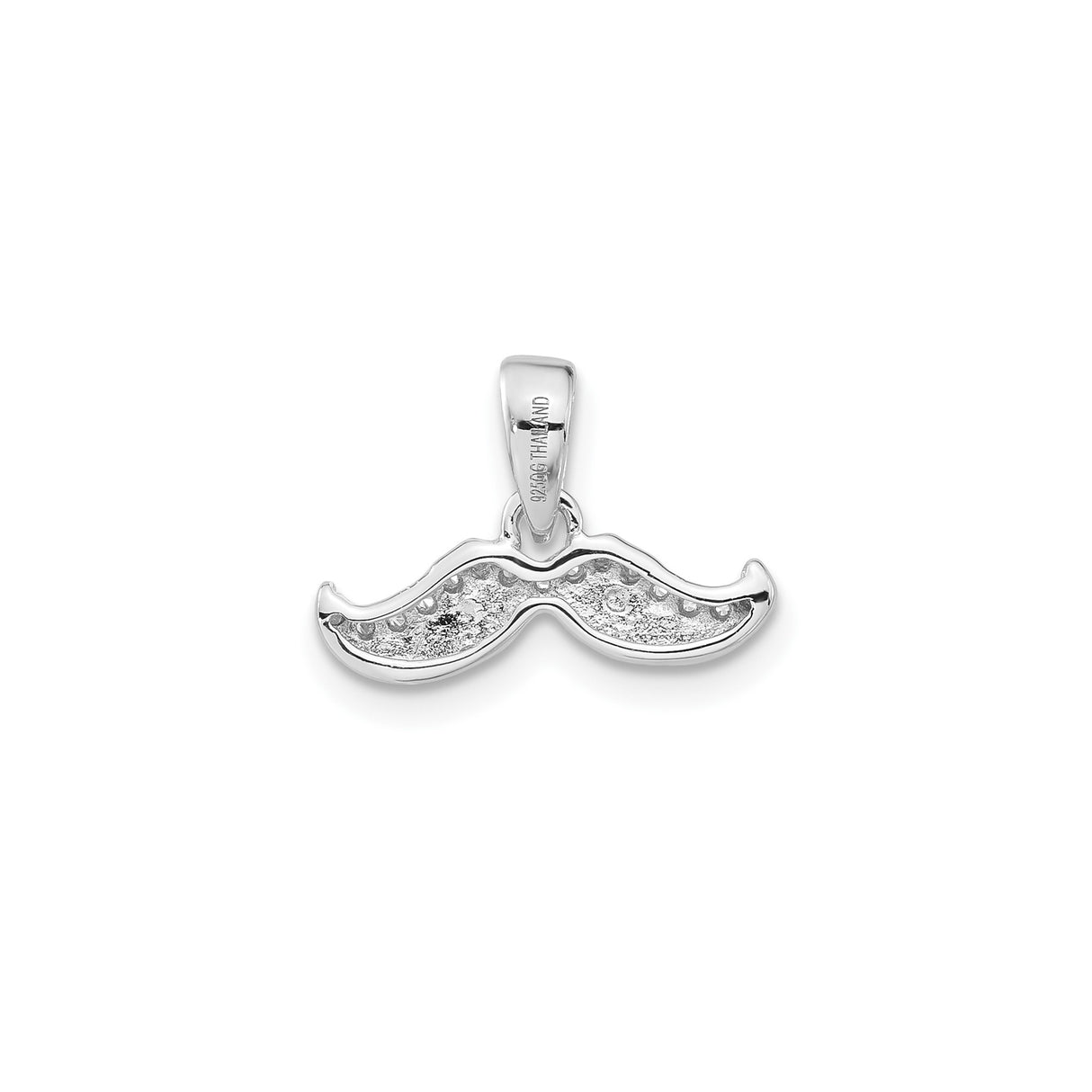 Sterling Silver Mustache Pendant with Cubic Zirconia, Quirky Unisex Movember Jewelry Charm