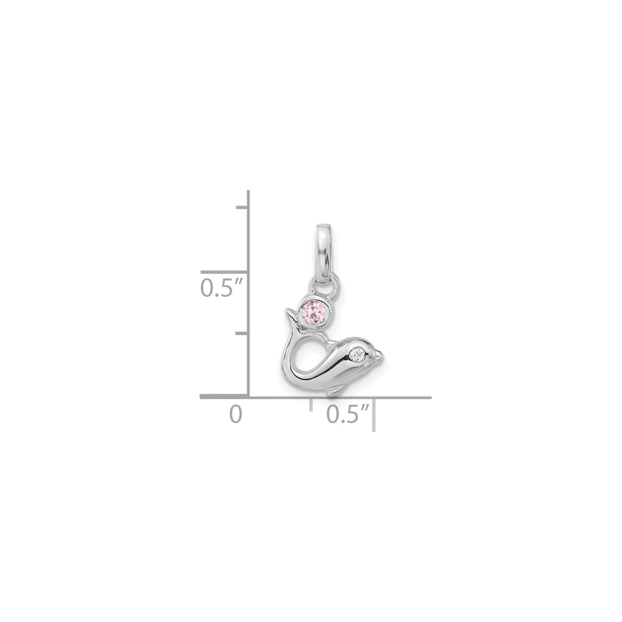 Sterling Silver Dolphin Pendant with Pink Cubic Zirconia, Ocean Theme Jewelry for Women