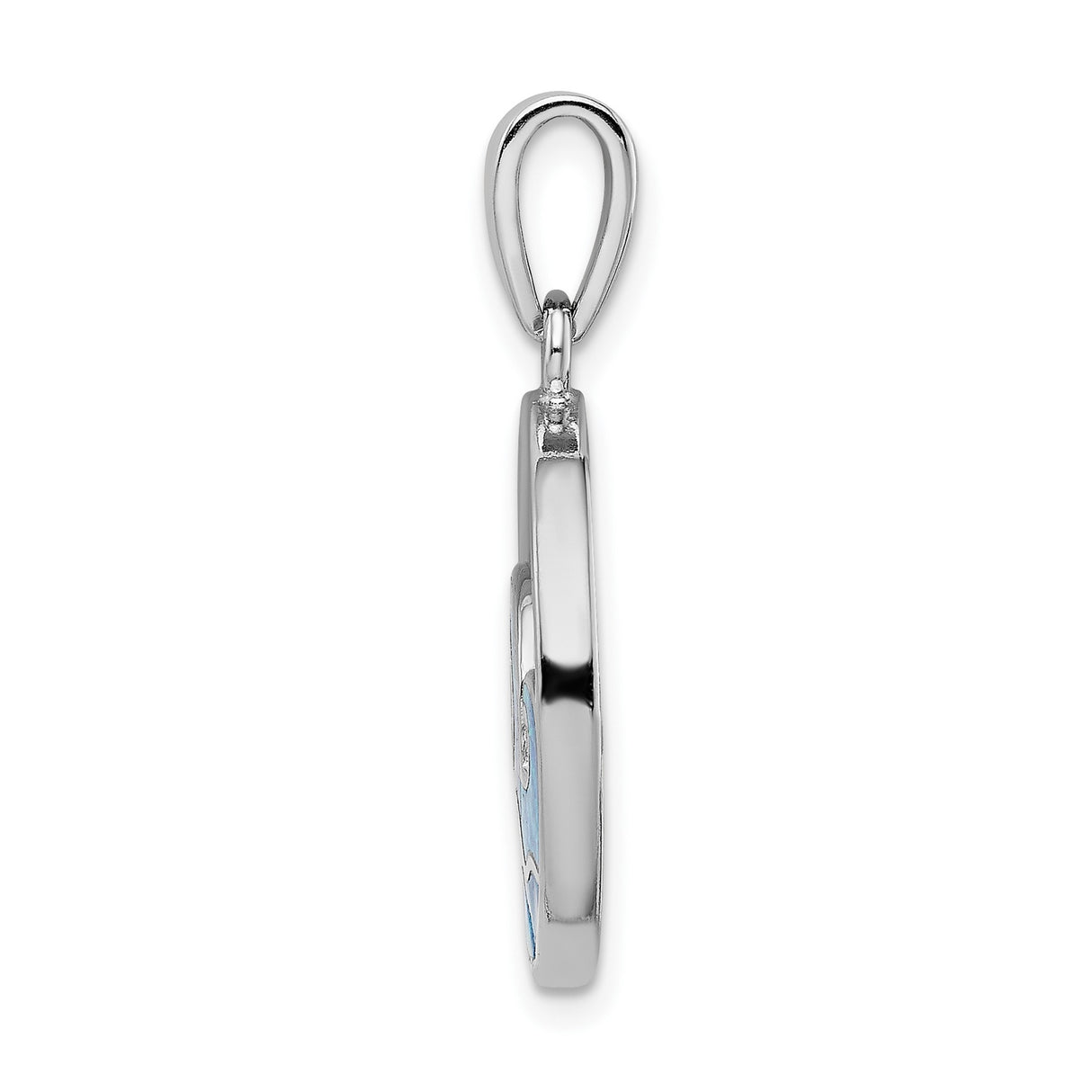 Sterling Silver Ocean Wave Pendant with Blue Green Lab Created Opal Inlay, Nautical Style