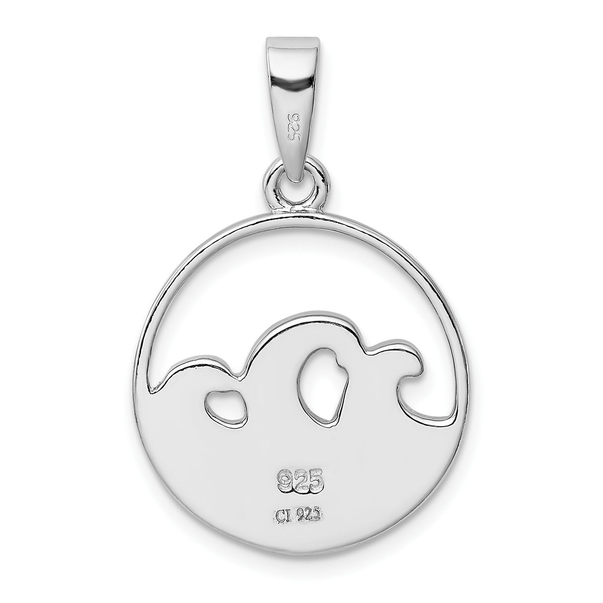 Sterling Silver Ocean Wave Pendant with Blue Green Lab Created Opal Inlay, Nautical Style